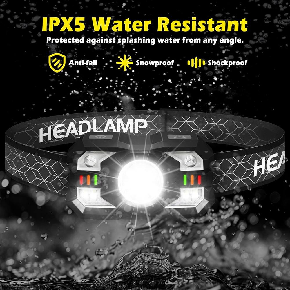 2x Headlamp Flashlight Ultra Light Bright LED Rechargeable Headlight w/ 5 Modes