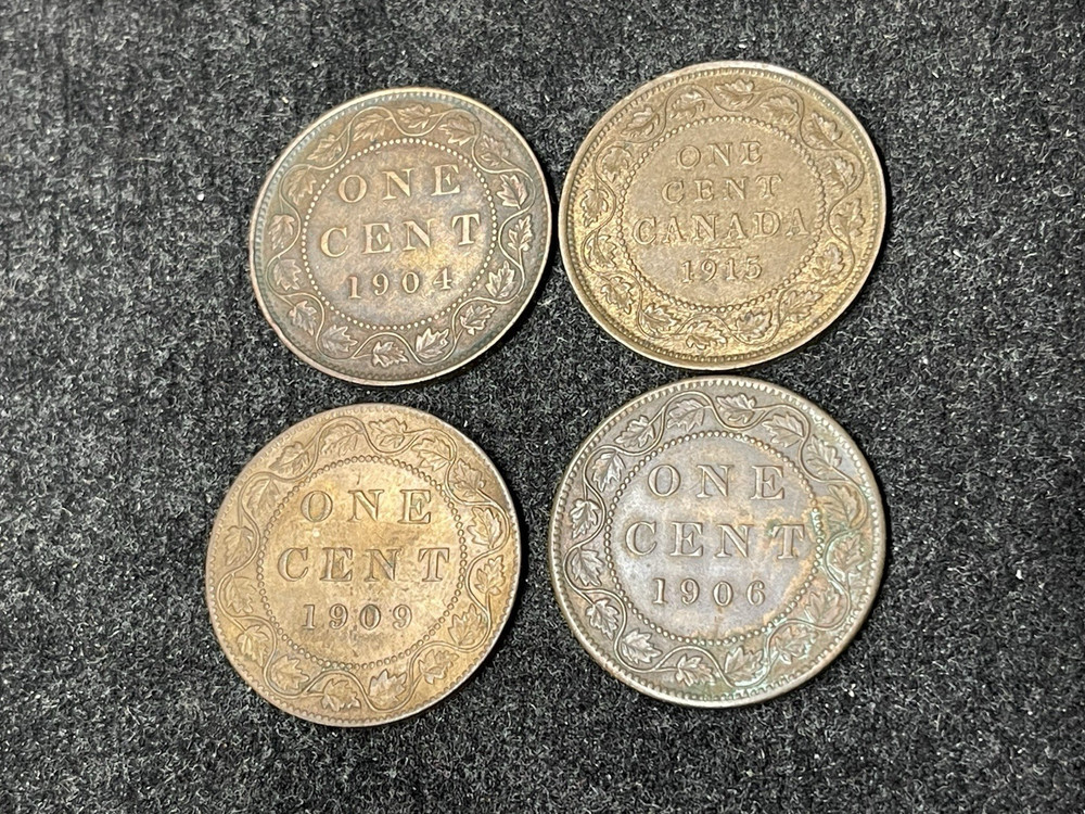 Early Canada Large Cent 4 Coins Lot Great Condition High Value
