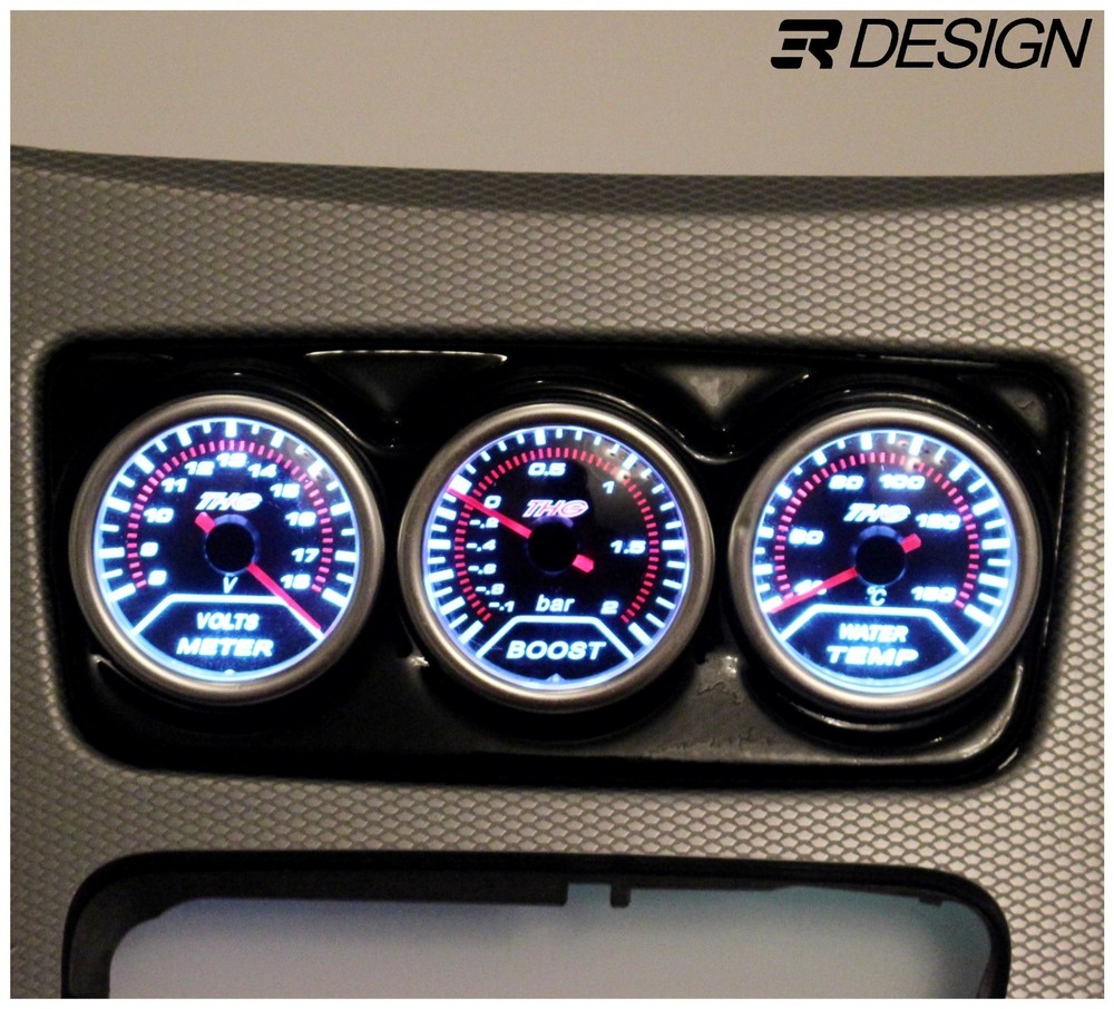 BMW E90 E92 E93 Centre Console Gauge Holder 3 Hole 52mm - Gloss Black ABS