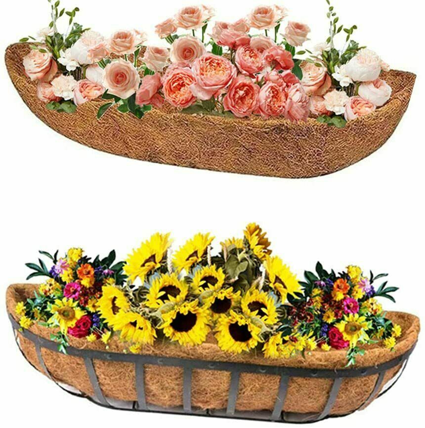 2Pcs 30 inch Trough Coco Fiber Window Deck Coco Replacement Liner for Window Box
