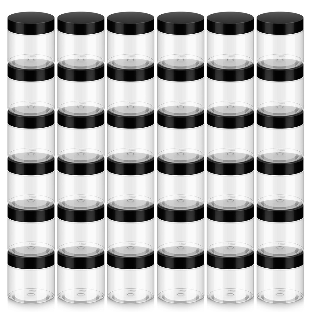 36 Pack 2 OZ Plastic Jars with Lids, BPA Free, Reusable, Refillable Transparent