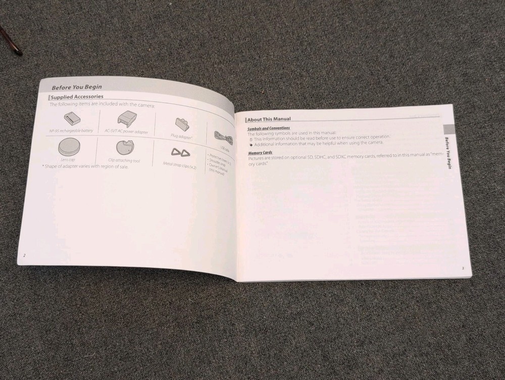 OEM Fujifilm X30 Basic Owner's Manual 56 Pg +Original Extras Mint Condition