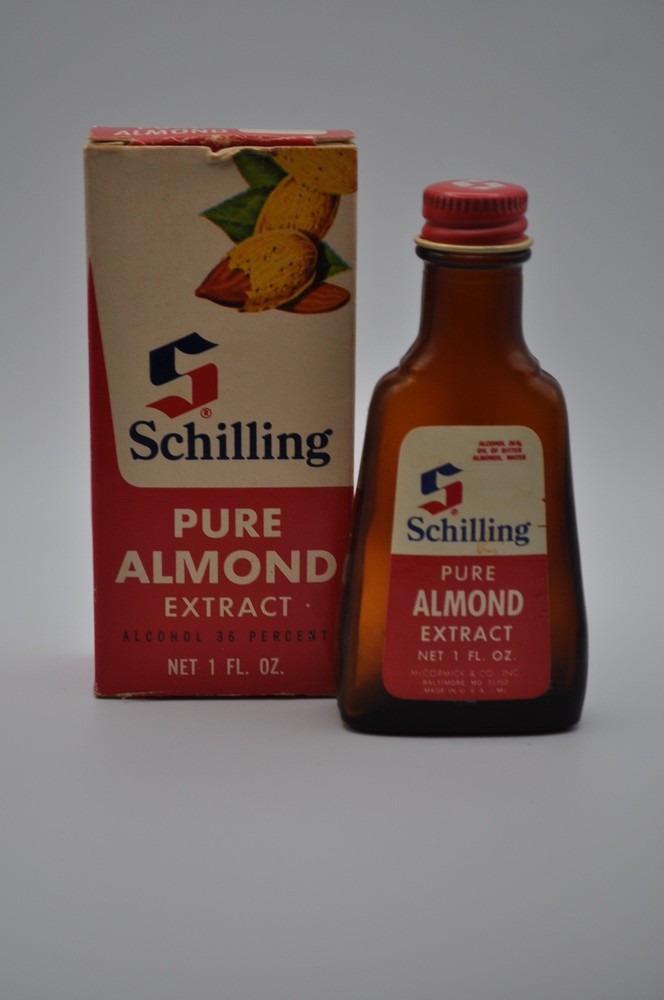 Vintage Schilling Almond Extract with Box Prop Pre Bar Code Empty Prop