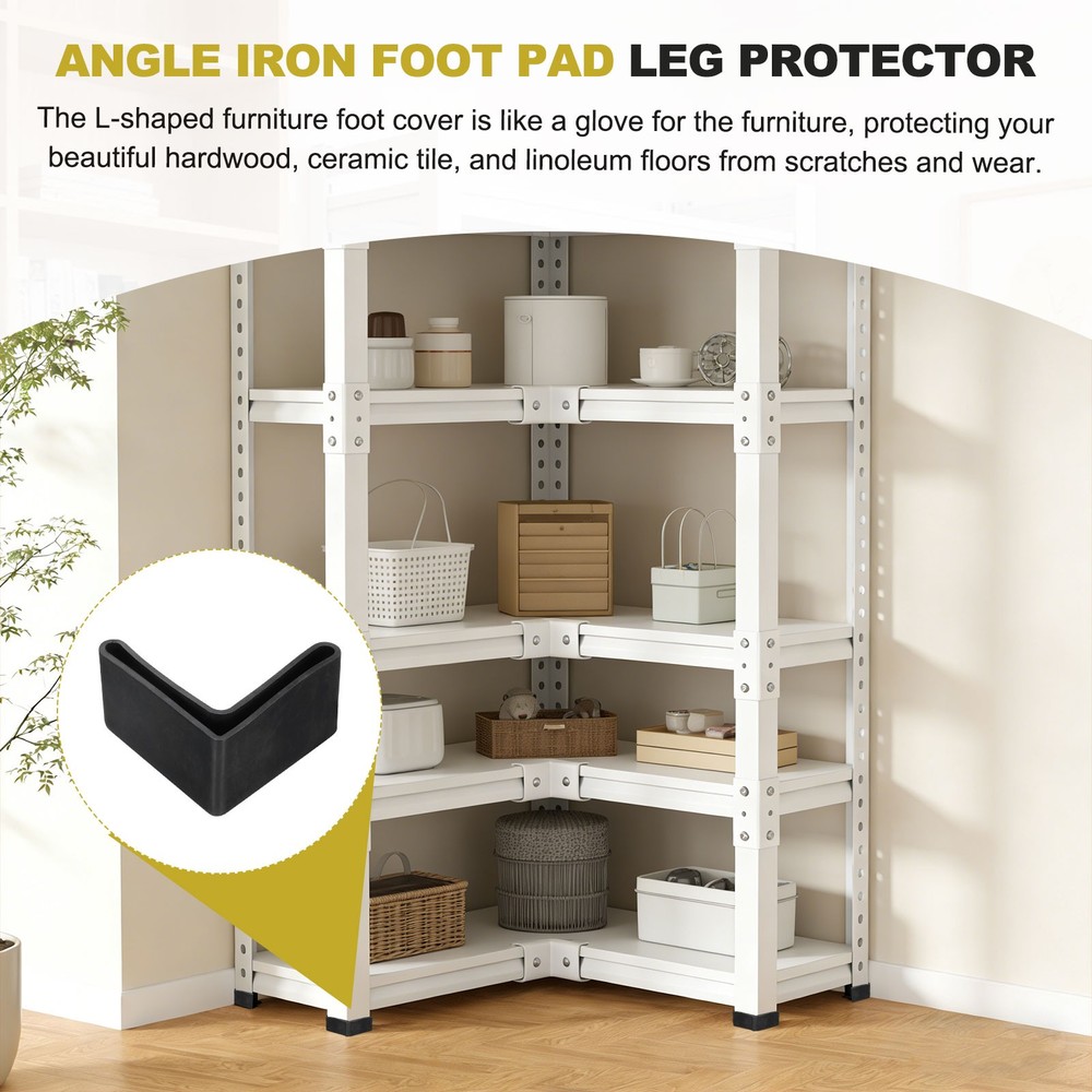 4Pcs 1-3/4" Bed Frame End Cap, Angle Iron Foot Pad Leg Protector, Black