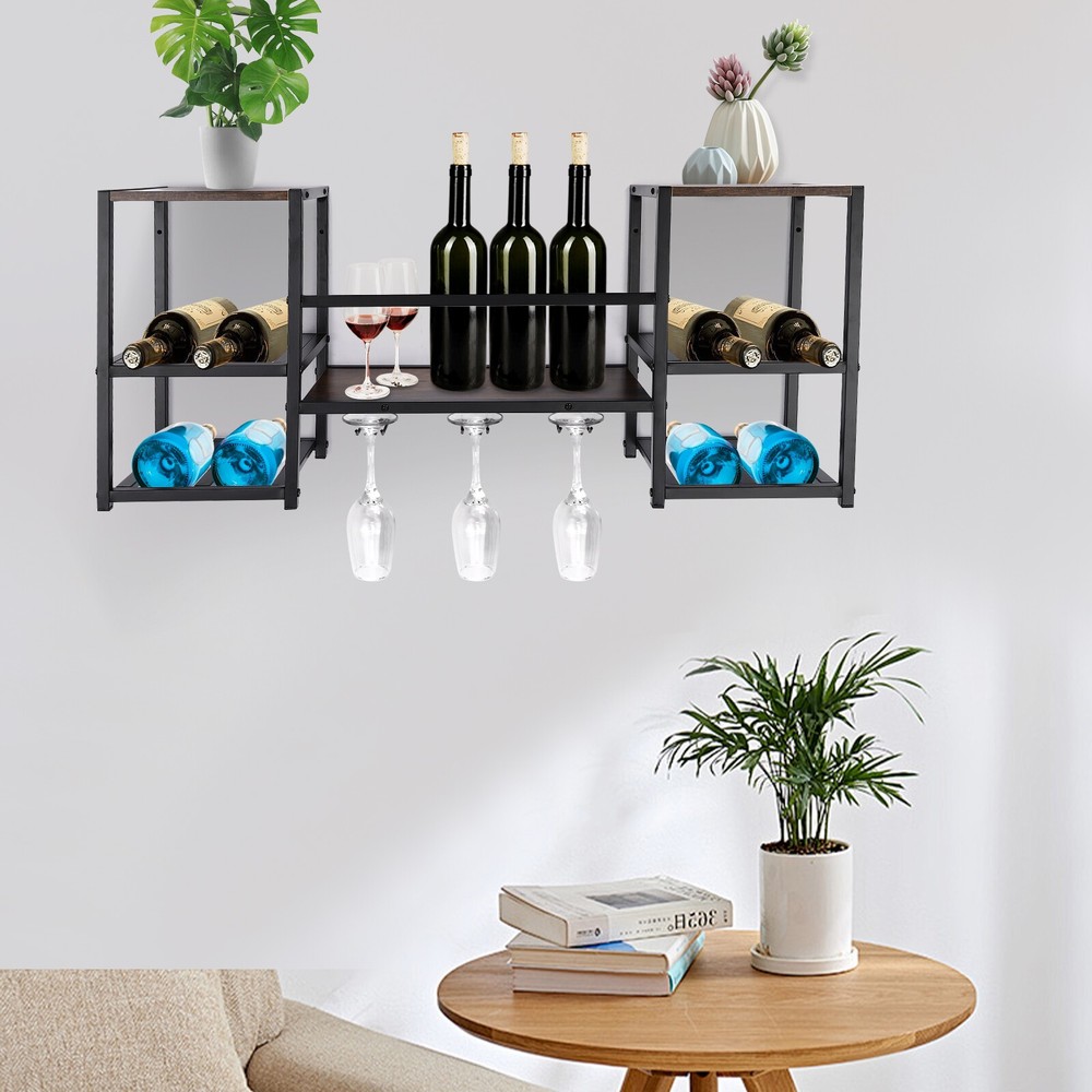 Wine Rack Wall Mounted, Wine Storage Display Rack, Industrial Wall Mounted Rack
