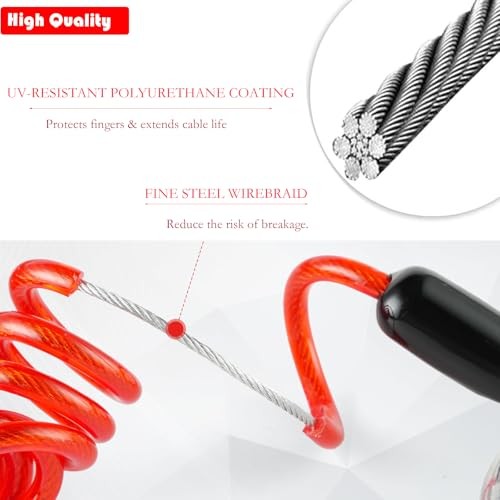 6FT Trailer Breakaway Cable with Pin, Heavy Duty Spring Towing Coiled Wire