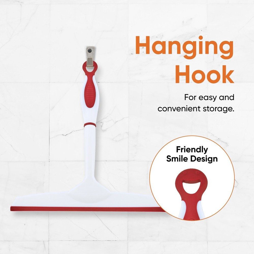Superio 10" Window Rubber Squeegee with Hanging Loop, 2 pack Red and Grey