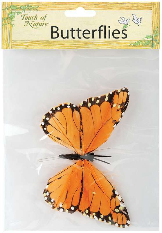 Butterfly W/Wire 6" Orange Monarch