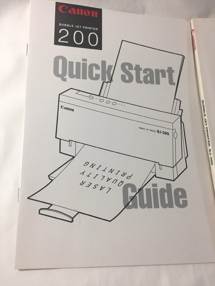 Canon Bubble Jet Printer 200 ~ Quick Start Guide & User 's Manual -- 1992
