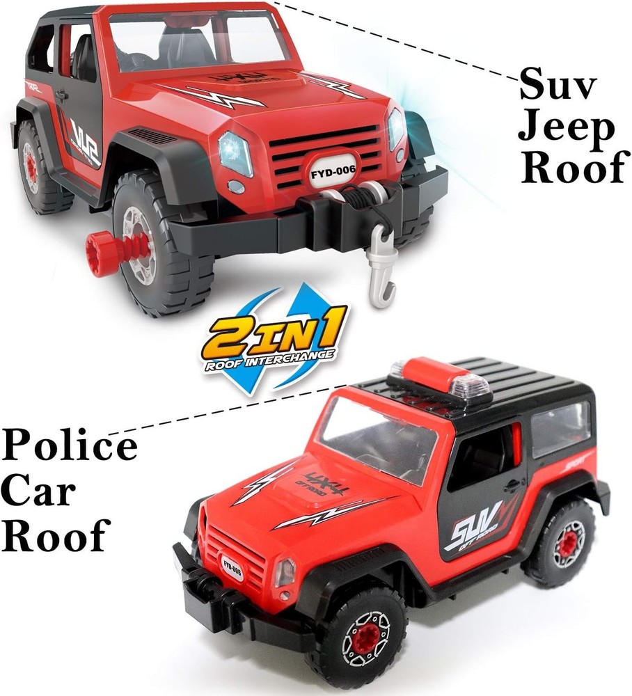 2in1 Take Apart Jeep Car STEM Learning Assembly Playset with Functional