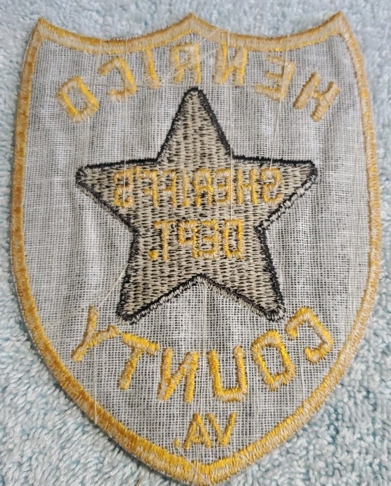 Vtg Obsolete Henrico Co VA Sheriffs Patch With Note