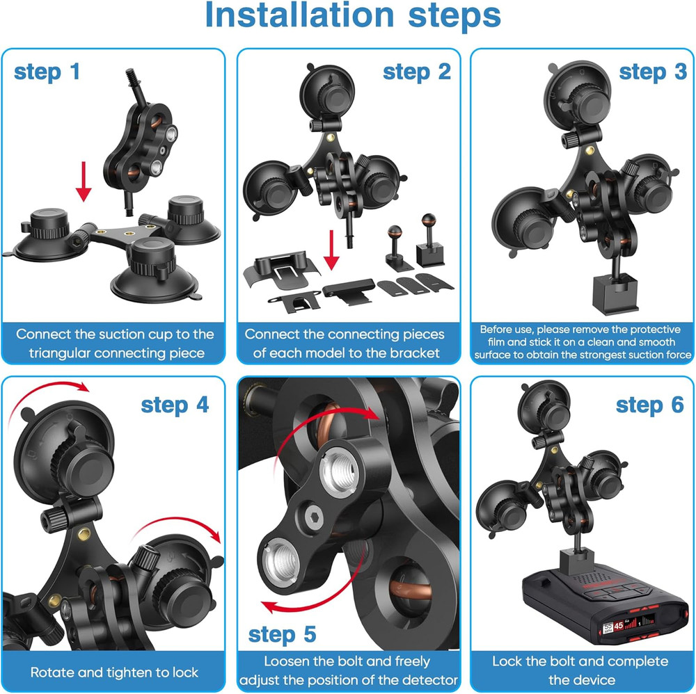 Radar Detector Mount, Triangular Suction Cup Mount,Windshield Radar Detector Suc