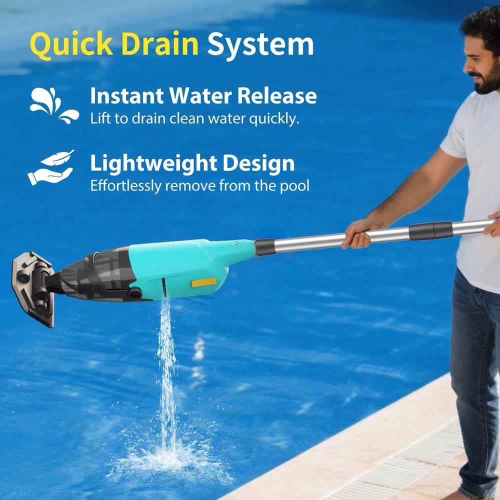 Mutaomay Pool Vacuum Cordless Handheld Rechargeable Pool Cleaner 90mins Runtime