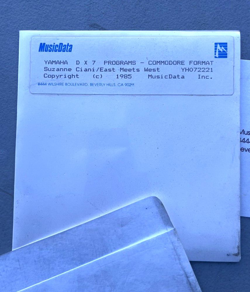 1985 Yamaha DX7 Synthesizer Disk Program Commodore Format David Boruff Techno