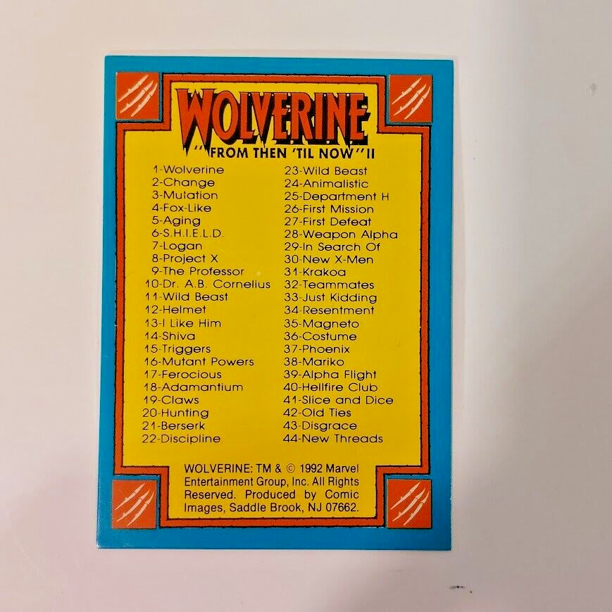 1992 Wolverine From Then Til Now 2 Collector Cards - Complete