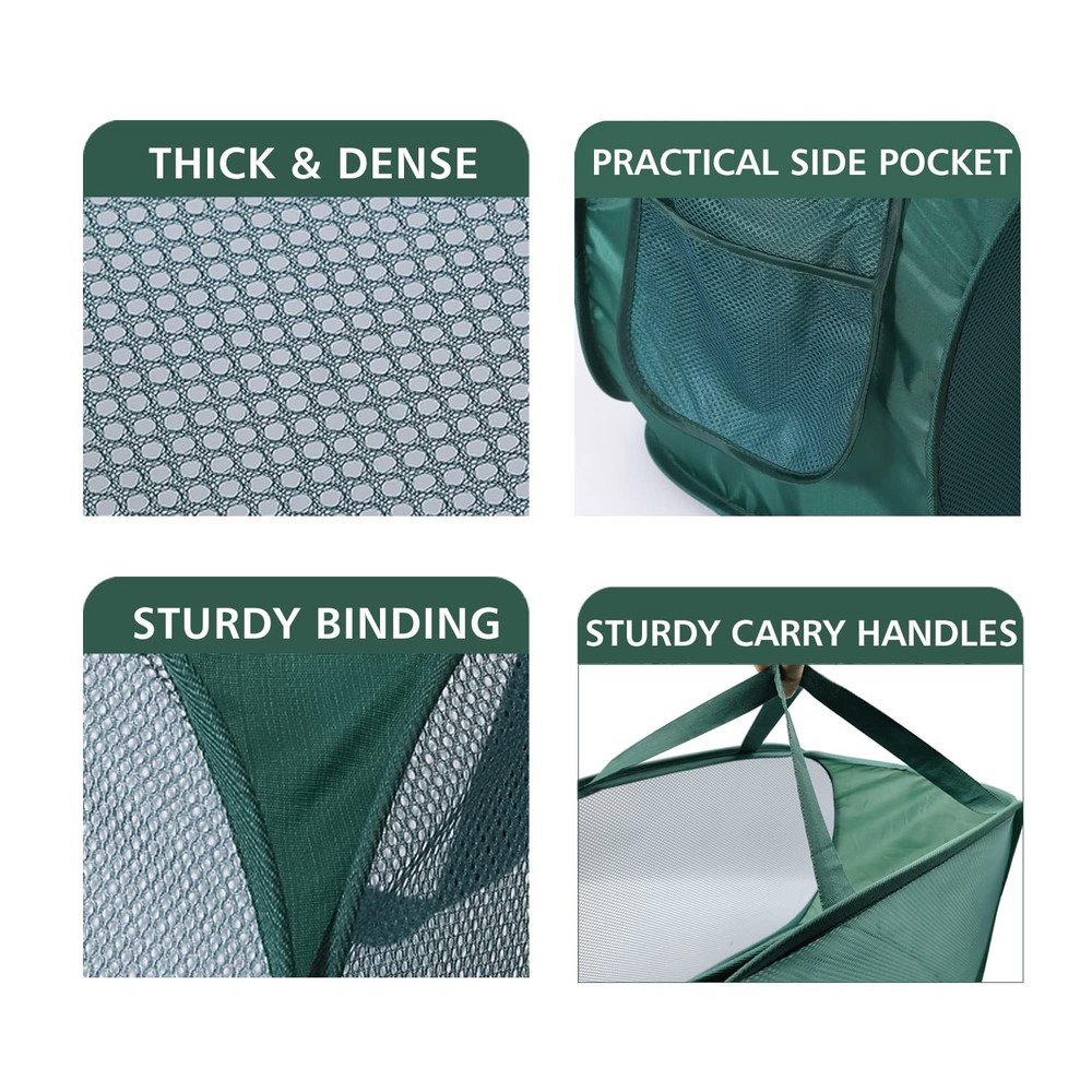Pop Up Laundry Hamper,Collapsible Horizontal Baskets with Handles & Side Pock...