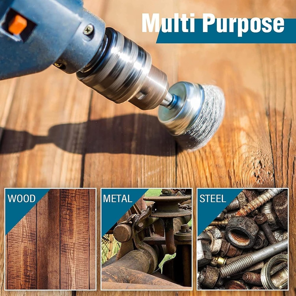 Professional Wire Brush Set - 5 Carbon Steel Attachments for Efficient Grinding