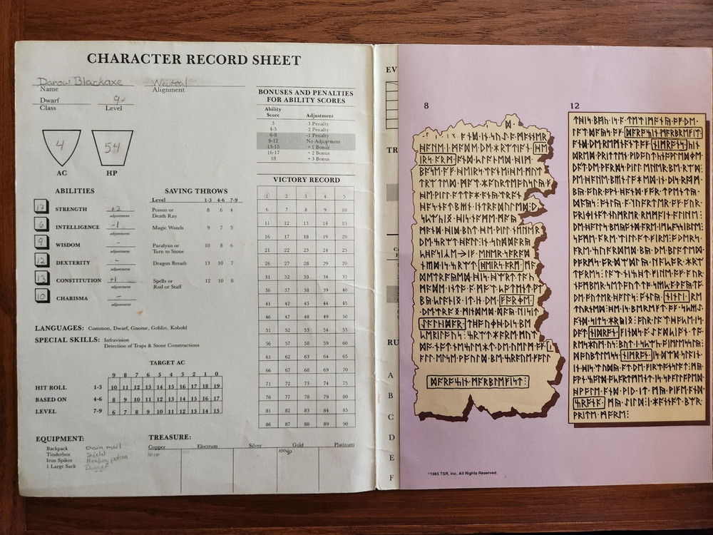 XS2 Thunderdelve Mountain module adventure D&D TSR Basic Dungeons Dragons BECMI