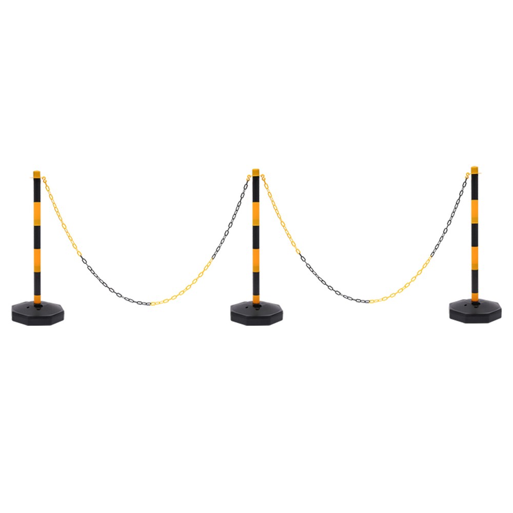 Traffic Cones Adjustable Delineator Post Portable Parking Pole W/ Chains 6 Pack