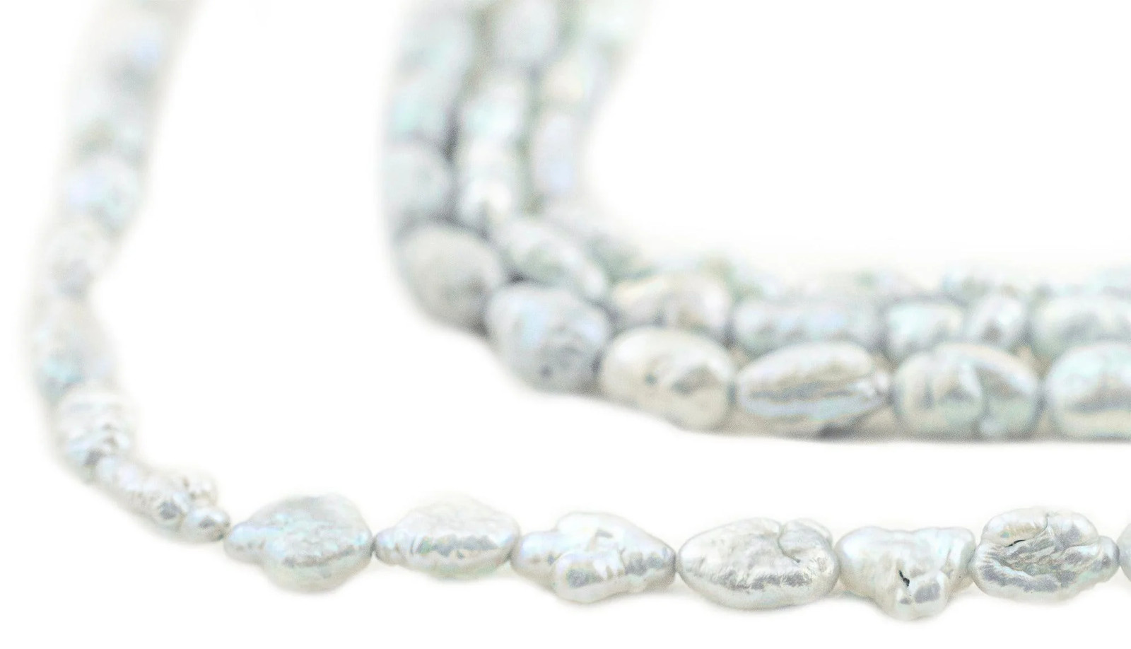 Faded Blue Vintage Japanese Rice Pearl Beads 4mm Oval 16 Inch Strand
