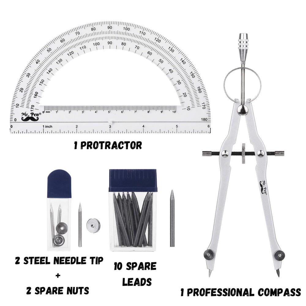Mr. Pen- Protractor and Compass Set, Protractor,...