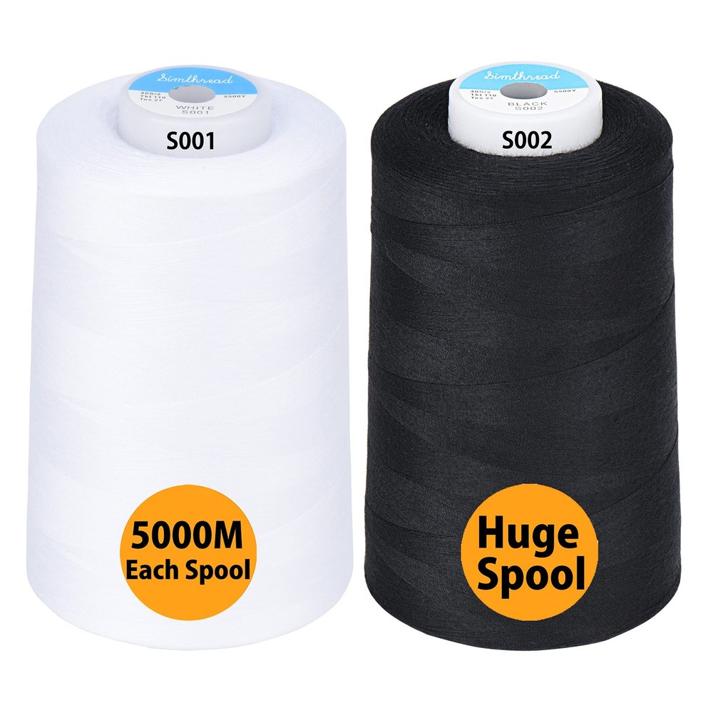 4 PCS All Purpose Sewing Thread 5000M Cones Spun Polyester Serger 40S/2