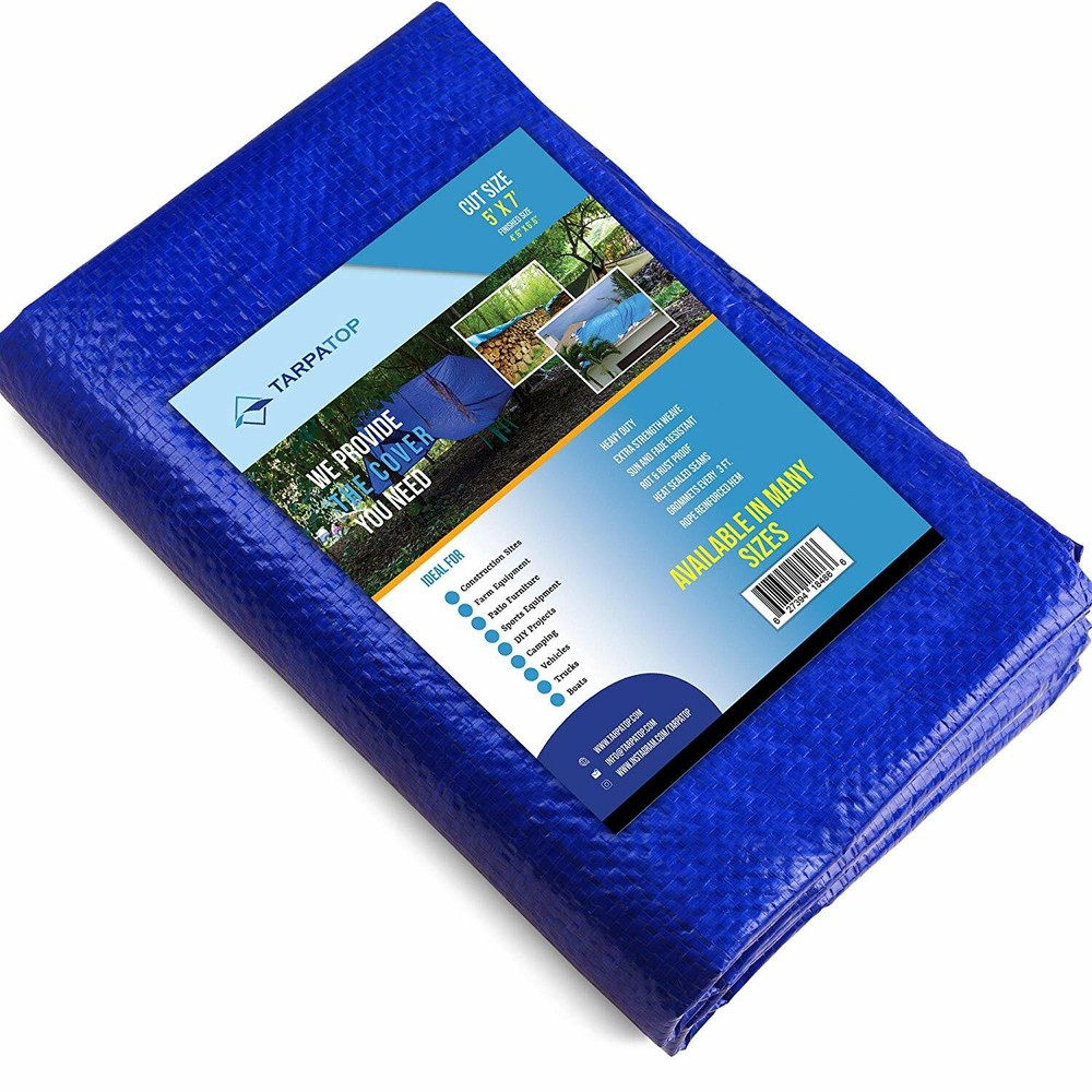 5' X 7' Blue Multi-purpose 6ml Waterproof Poly Tarp Cover