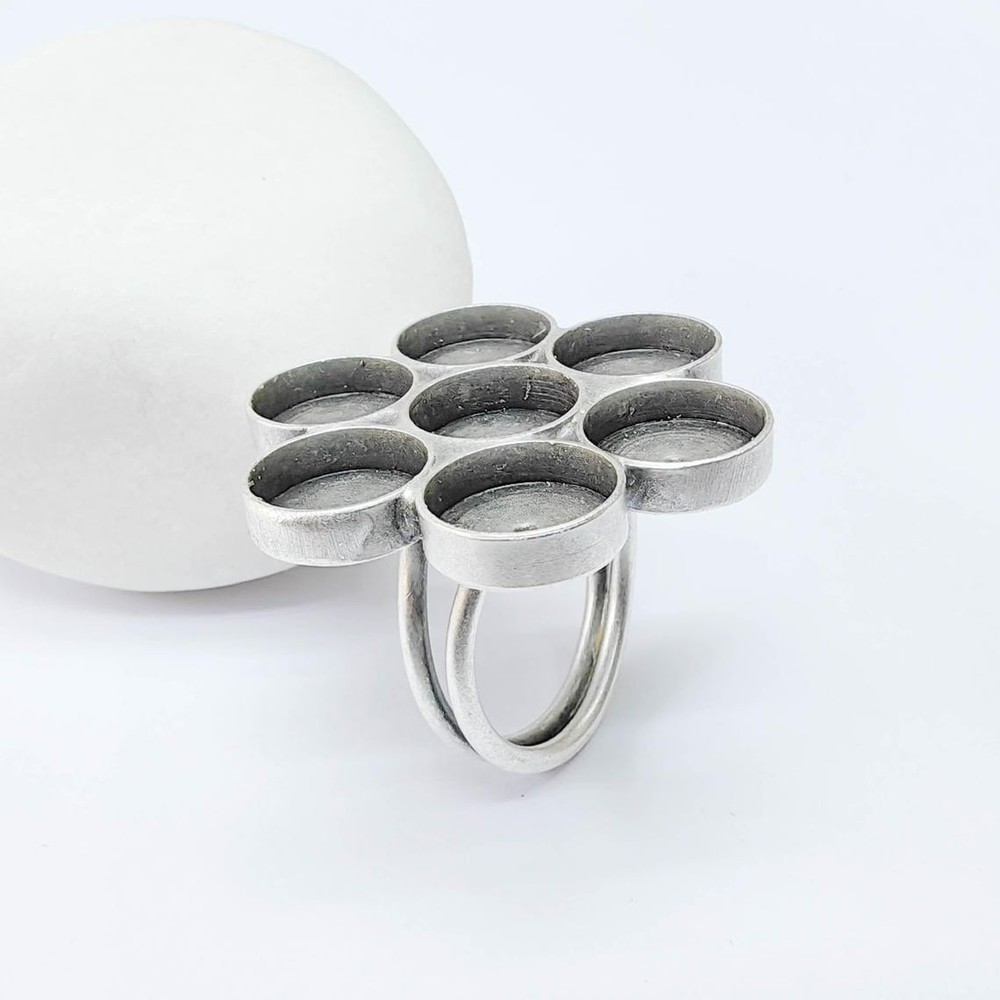 Multi Bezel Ring, Setting Blank Cabochon Mounting Adjustable Brass 10mm G37557