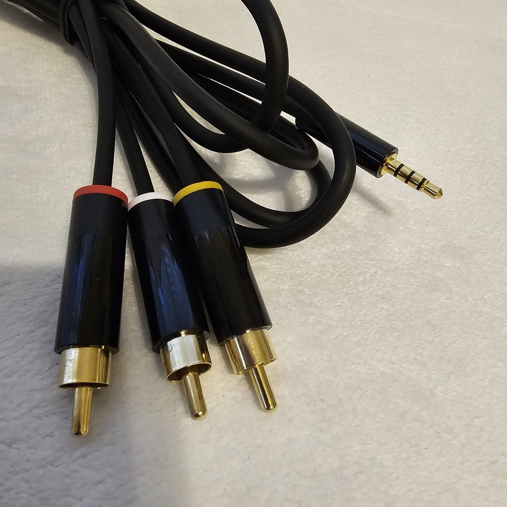 OEM Microsoft Xbox 360 E Slim AV Composite Cable 3.5mm To RCA. 6 Ft. Untested.