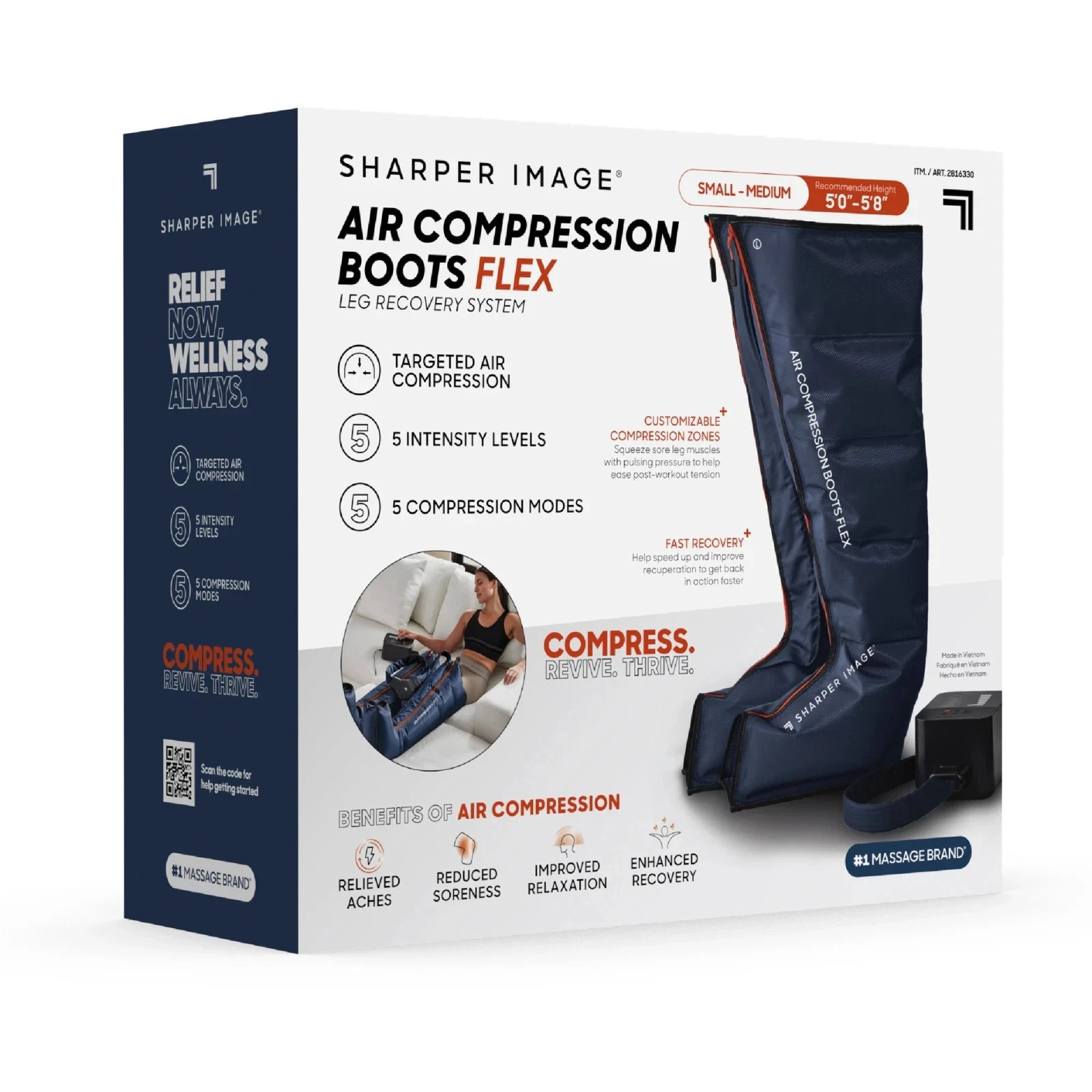Sharper Image Air Compression Boots FLEX Leg Recovery System, SMALL/MEDIUM NEW