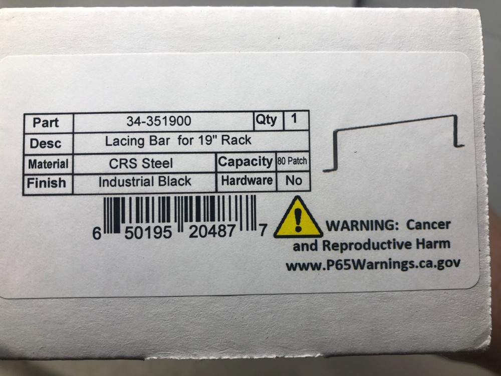 19” Horizontal Cable Lacing Bar for Rack 34-351900