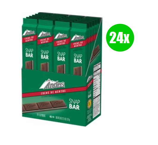 Andes Creme De Menthe Mint & Chocolate Snap Bar Candy- 1.5oz, 24 Pack