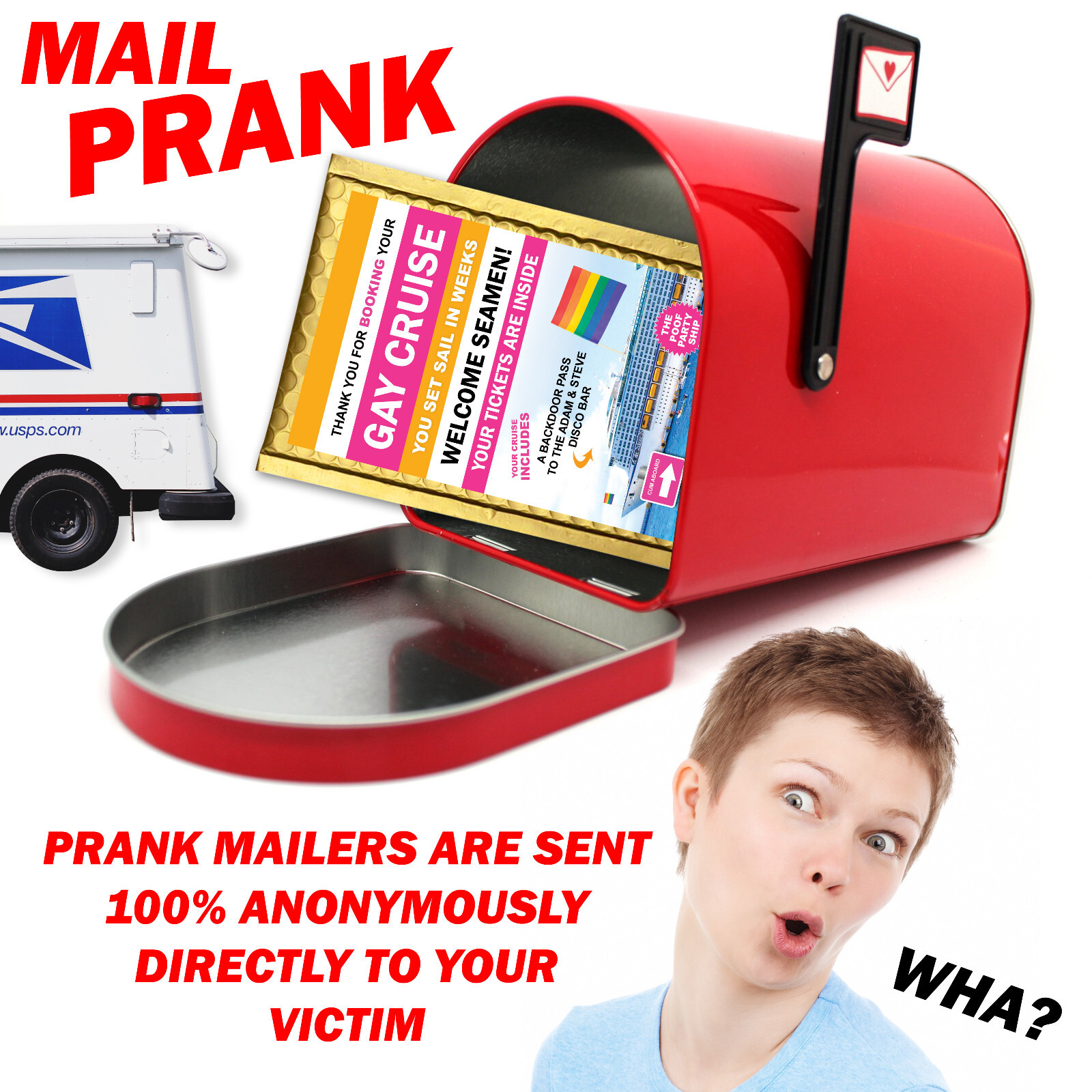 LOL Gay Cruise Prank Mail Gag Practical Joke Sent Directly to Friends