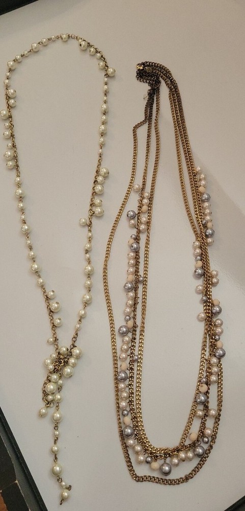 Vintage Beaded Pearl Chain Necklaces
