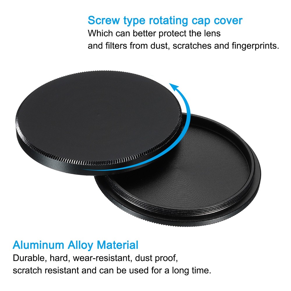 2Pcs 40.5mm Lens Filter Stack Cap Aluminum Alloy Circular Filter Stacks Black