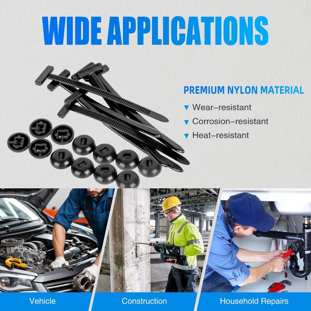 100PCS Heavy Duty Self-Locking Nylon Cable Ties Universal Zip Ties