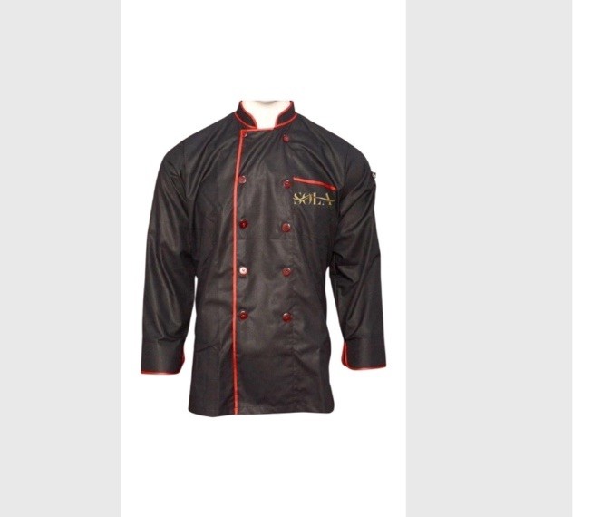 Custom Embroidered Chef Coat: Print Black Culinary Jacket (S-