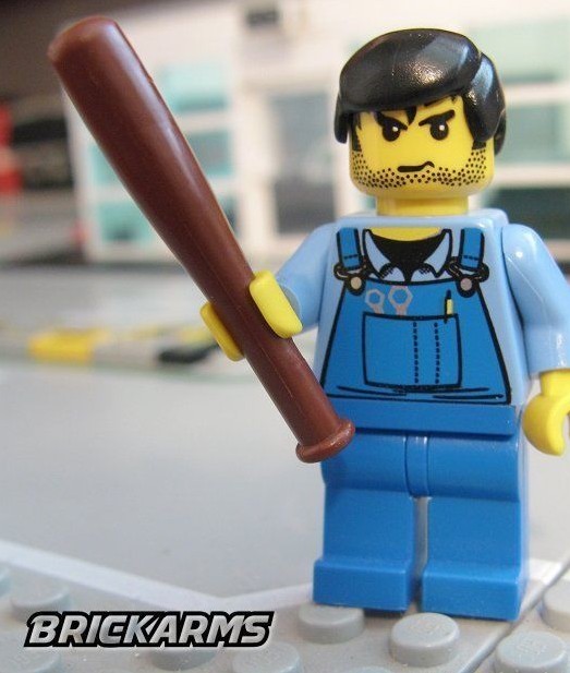 BrickArms BASEBALL BAT for Minifigures -Reddish Brown- Minifig Accessory