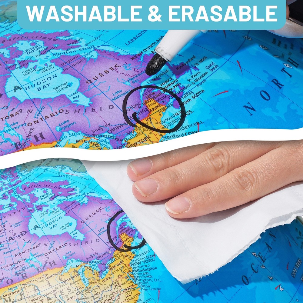 13'' Illuminated Globe Map 720° Rotation W/ Touch Switch 3 LED Lighting Modes