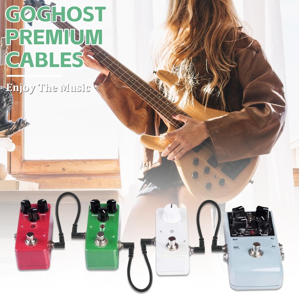 3 Inch Guitar Patch Cables 6 Pack, 1/4" Right Angle Guitar Effect Pedal Board...