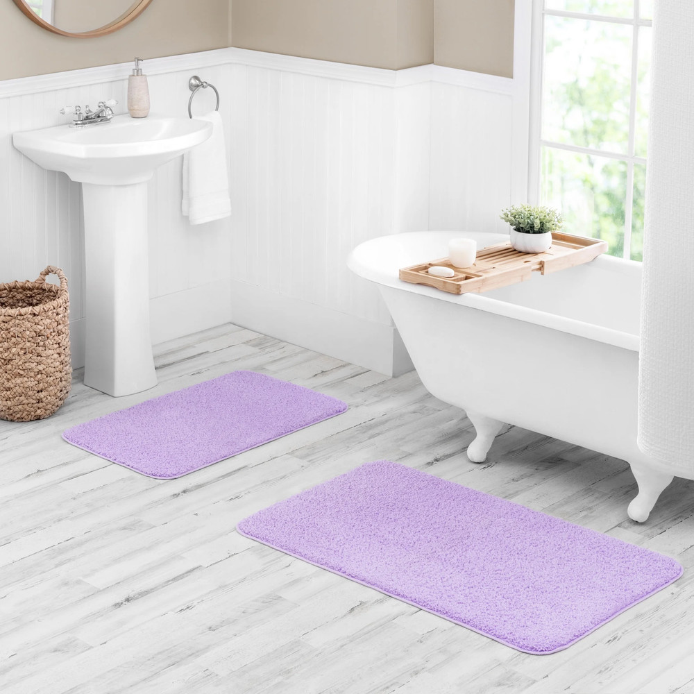 Mainstays Basic Polyester Large Bath Rug, Lavender, 24" X 40"