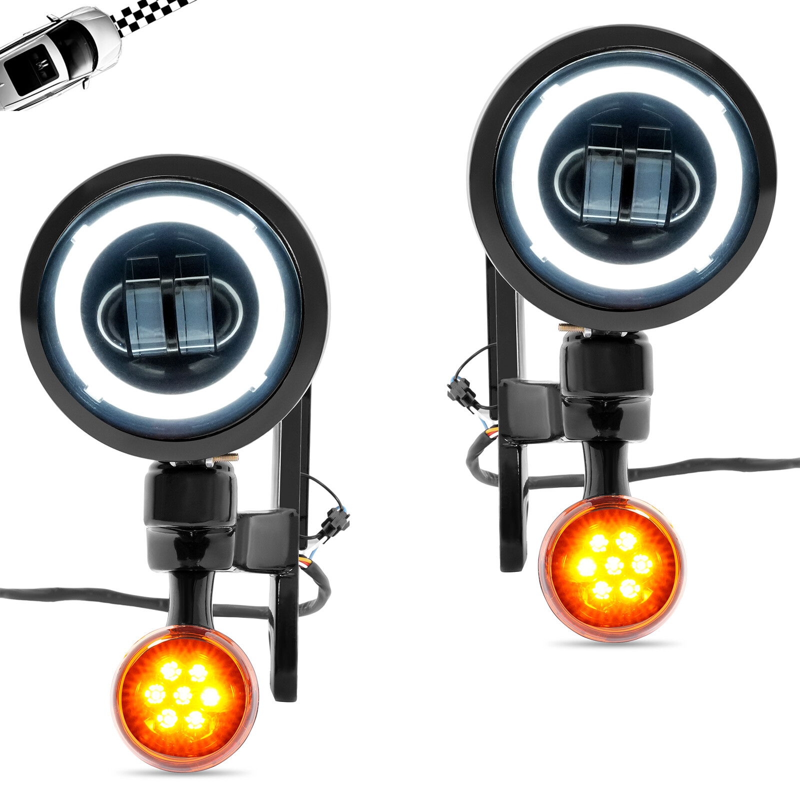 Fog Light Bracket Turn Signal LED For Harley Street Glide Road King 1994-Up