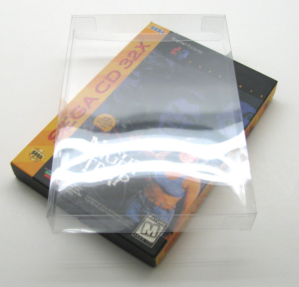 10x SEGA CD 32X CIB - CLEAR PROTECTIVE BOX PROTECTOR SLEEVE CASE (READ!)