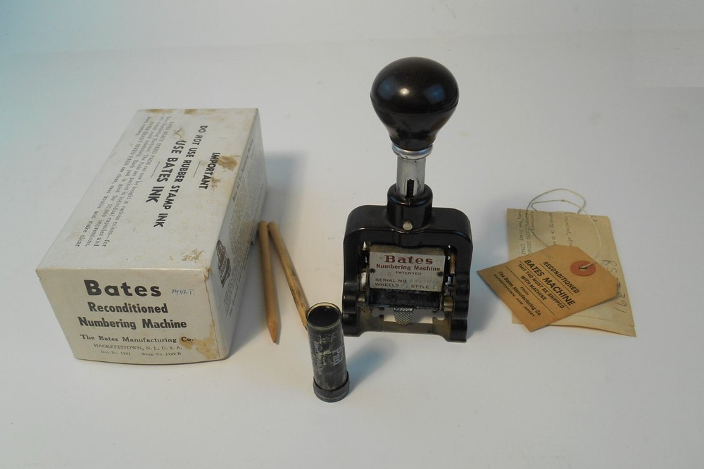 Vintage Bates Numbering Machine 6 Wheel Style E