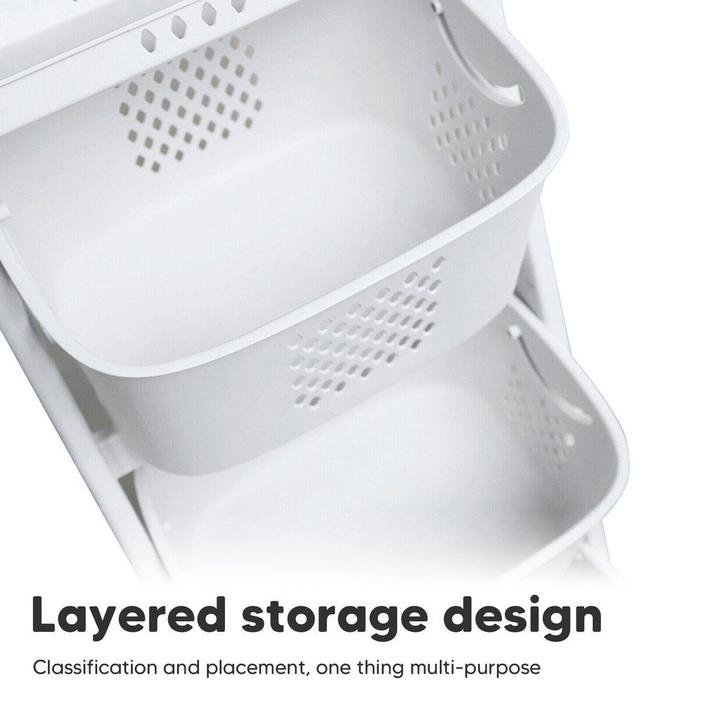 Laundry Storage Organizer w/ Wheels Movable Rolling Laundry Clothes Baskets Cart