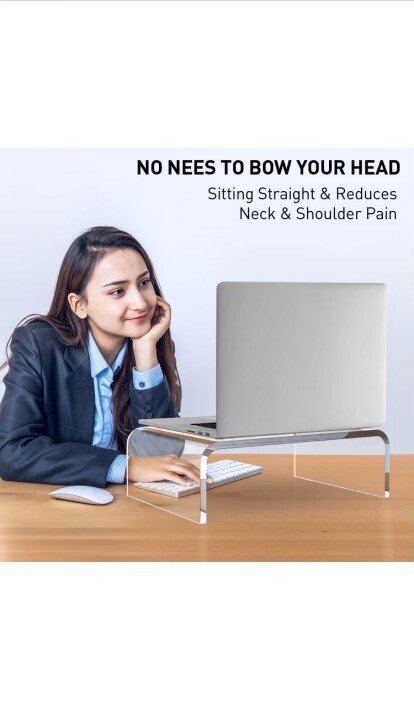 Monitor Laptop Computer Stand Acrylic Riser Printer Audio Hi-Fi Stand 4”x12.5”