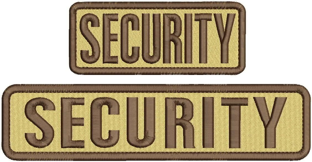 SECURITY EMBROIDERY PATCH 2X9 AND 2X5 HOOK ON BACK BROWN ON TAN
