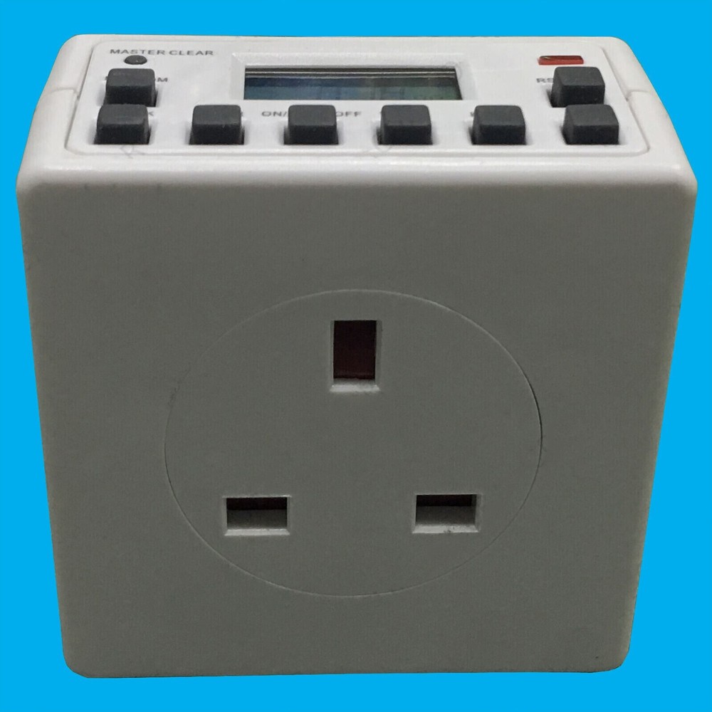 1x Digital Mains Programmable LCD Plug Through Timer Switch, 12 / 24 Hour 7 Day