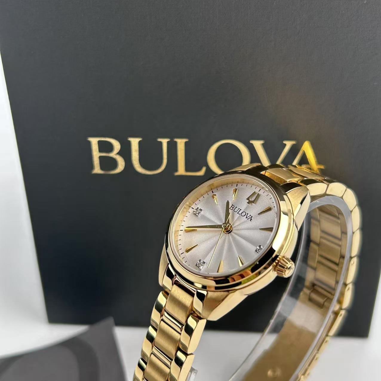 New Bulova Sutton 97P150 White Diamond Dial Stainless Steel Women's Quartz Watch