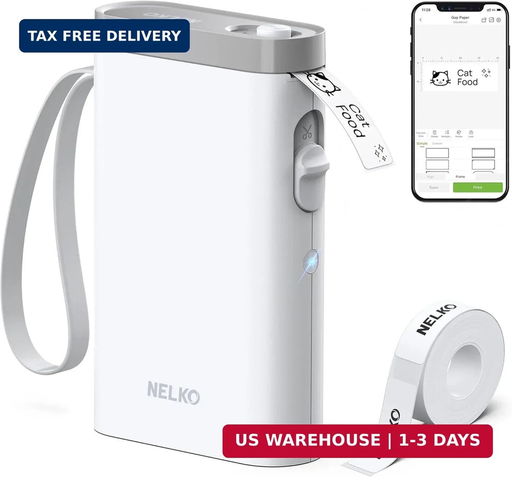 Nelko Label Maker Machine with Tape, P21 Bluetooth Label Printer, Wireless Mini